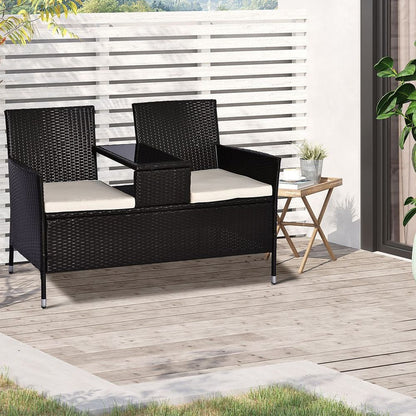 Companion Seat Table Chair Conservatory Rattan Loveseat Garden Bench S0671148817