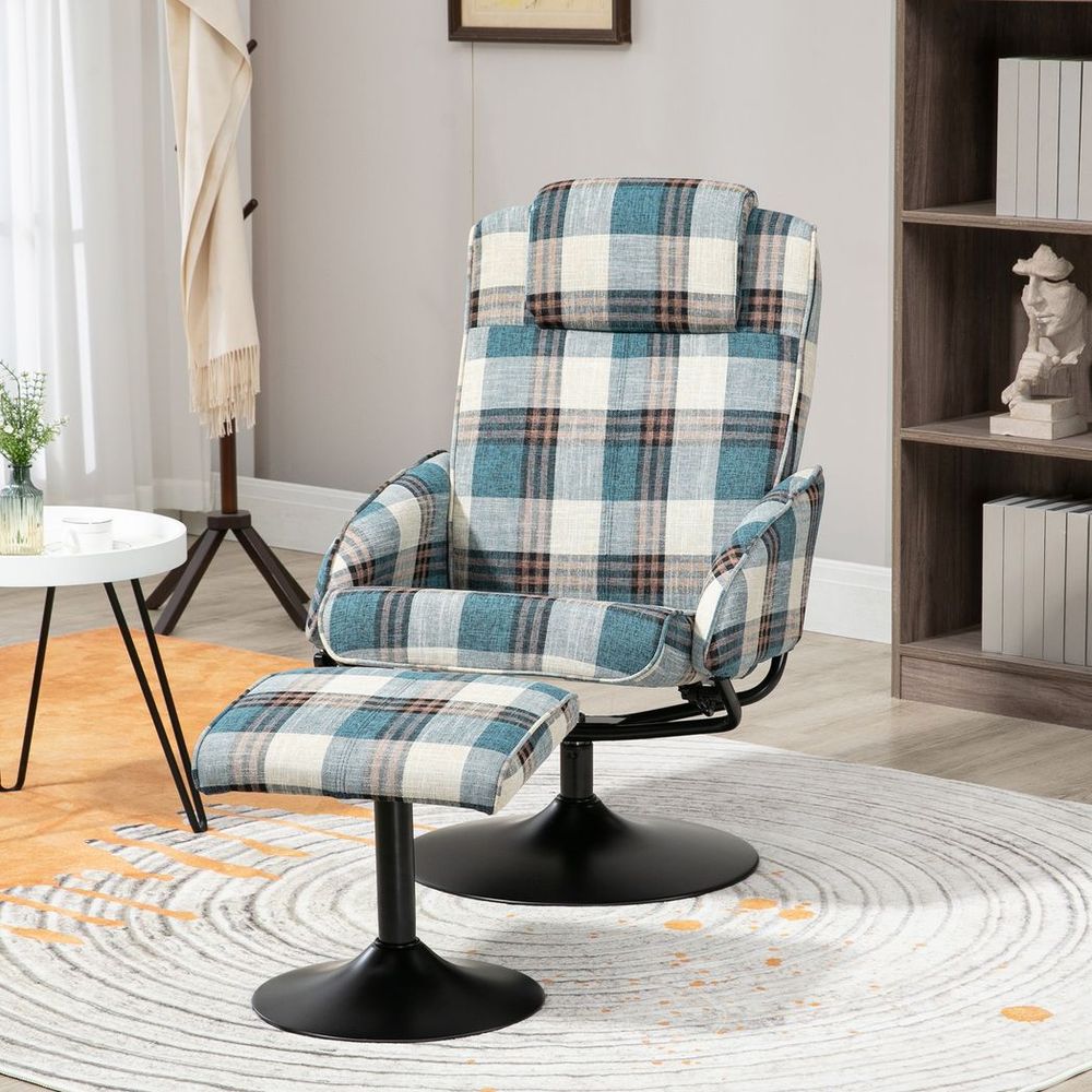 Swivel Armchair with Footstool and Adjustable Backrest Multicolour S0671217713