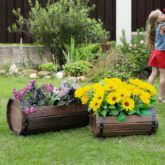 2PCs Wooden Planter Box Flower Plant Pot Flower Beds Plant Box S067941675