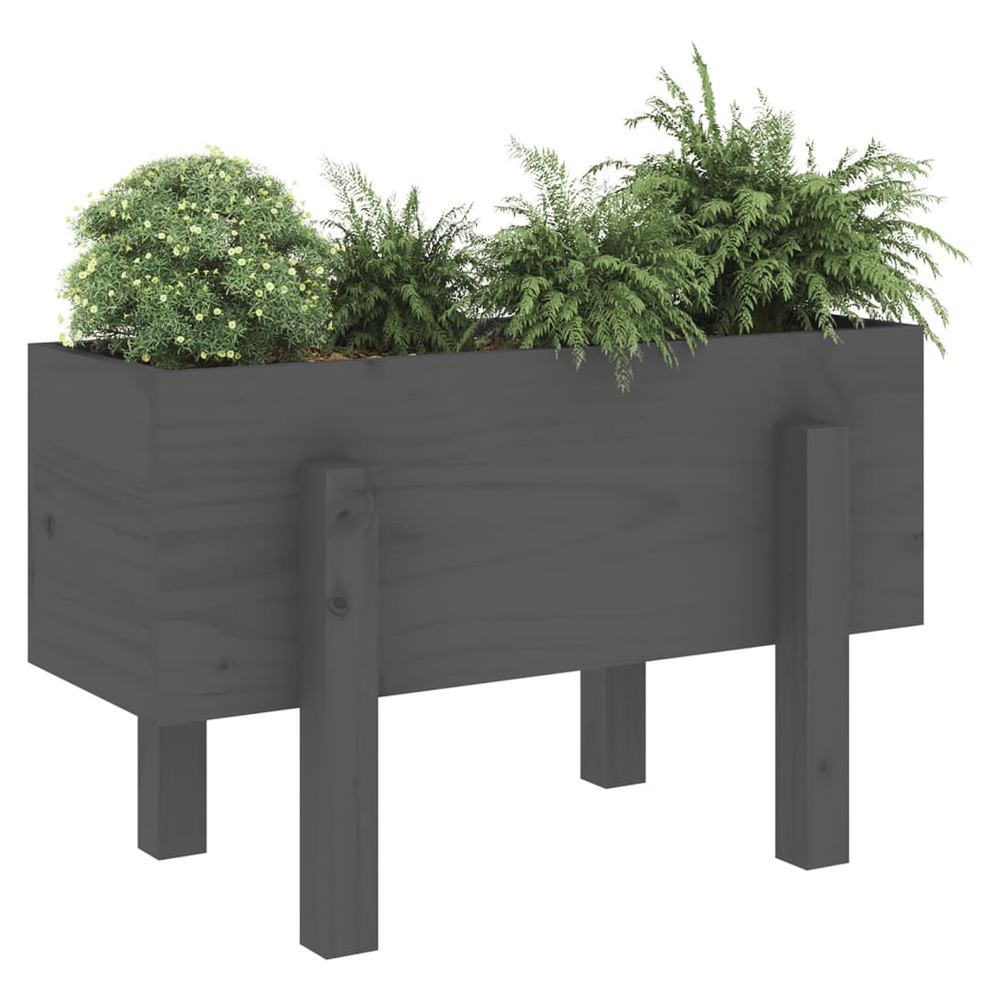 vidaXL Garden Planter Grey 62x30x38 cm Solid Wood Pine S0671358041