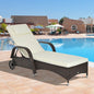 Adjustable Rattan Sun Lounger Outdoor Recliner w/ Cushion Garden Pool V067942542