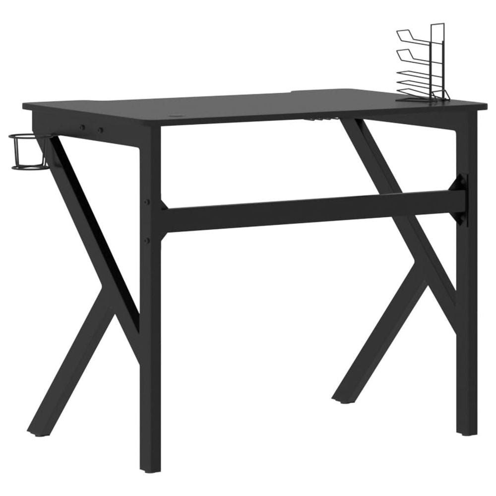 Gaming Desk with K Shape Legs Black 90x60x75 cm V0671189026