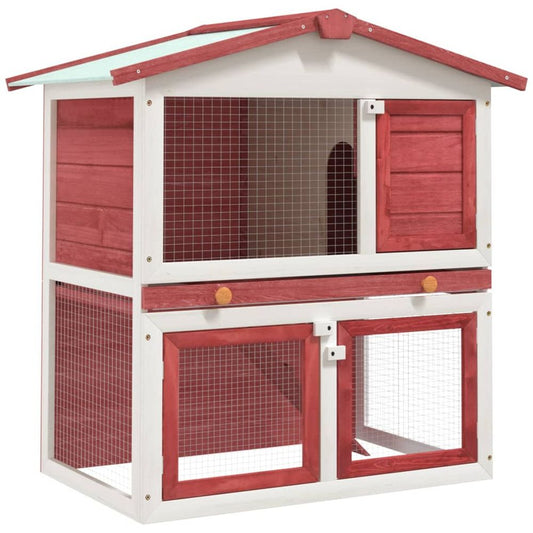 vidaXL Outdoor Rabbit Hutch Small Animal House Pet Cage 3 Doors Wood V069820818