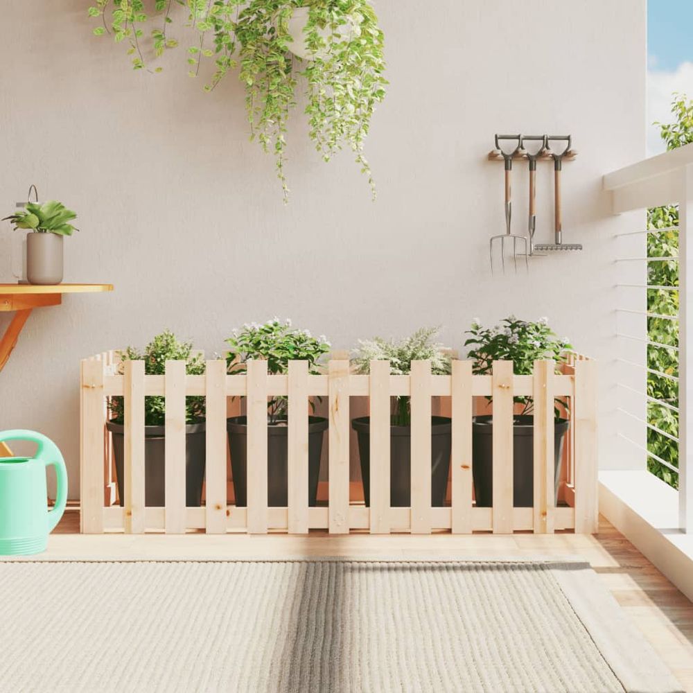 Garden Raised Bed with Fence Design 150x50x50 cm Solid Wood Pine S0671368434