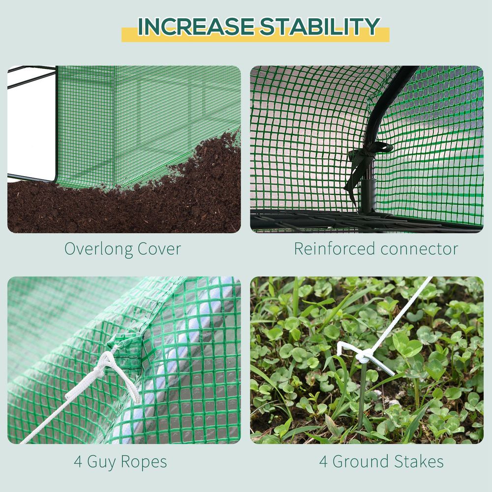 Poly Tunnel Steeple Walk in Greenhouse Removable Cover Shelves 244x180x210cm S067941698