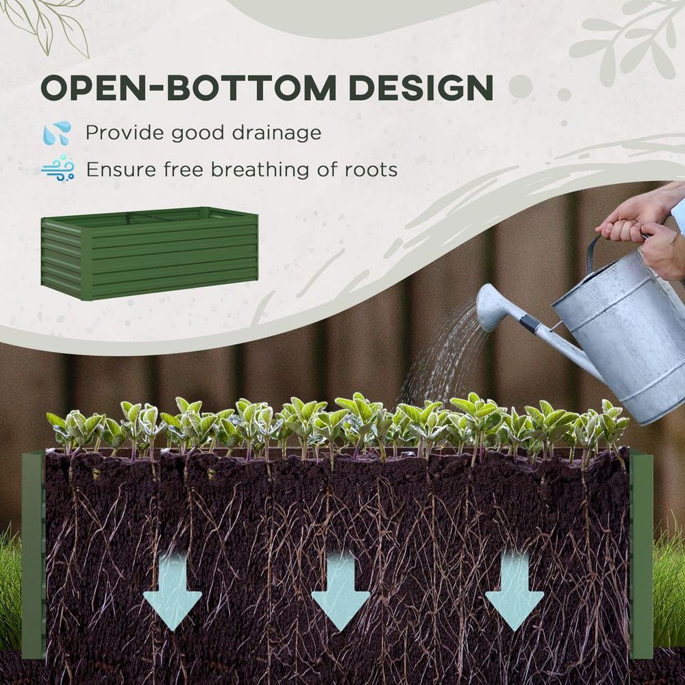 Outsunny Galvanised Steel Outdoor Raised Bed w/ Reinforced Rods, Green S0671383580