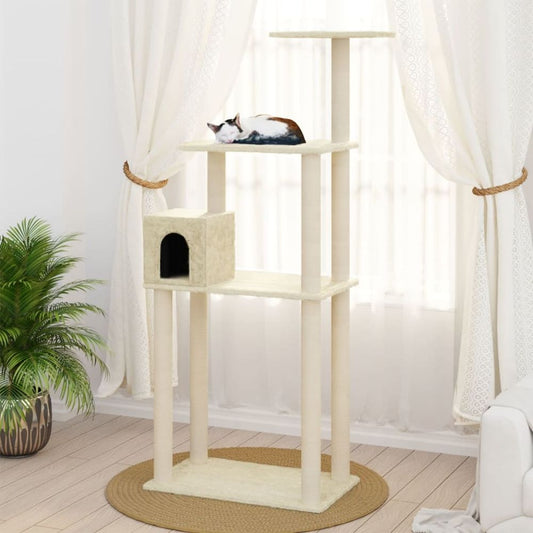 vidaXL Cat Tree with Sisal Scratching Posts Cream 147 cm S069864820