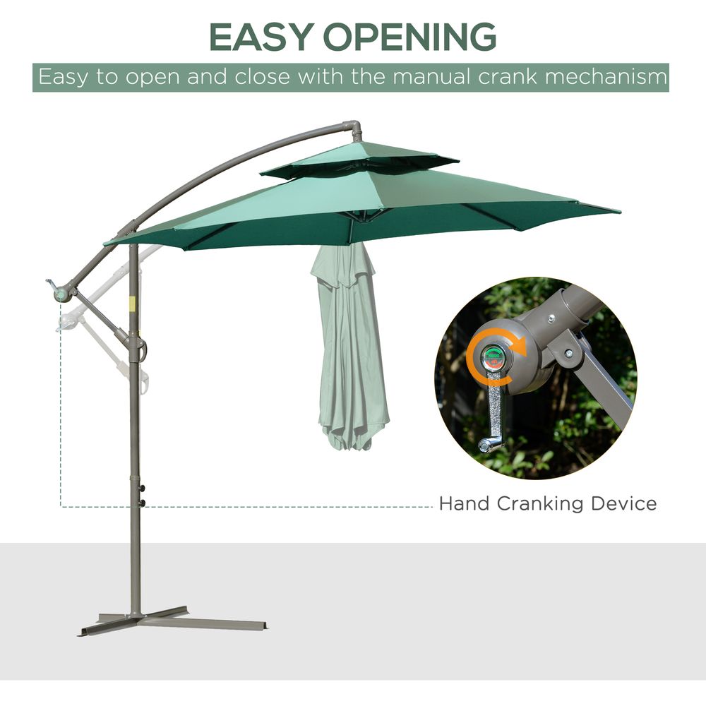 2.7m Banana Parasol Cantilever Umbrella Crank HandleGreen S0671072323