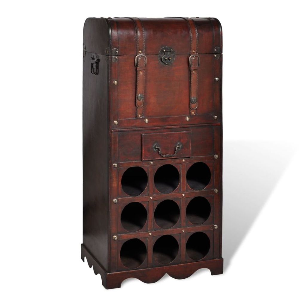 Wooden Wine Rack for 9 Bottles with Storage S069790379