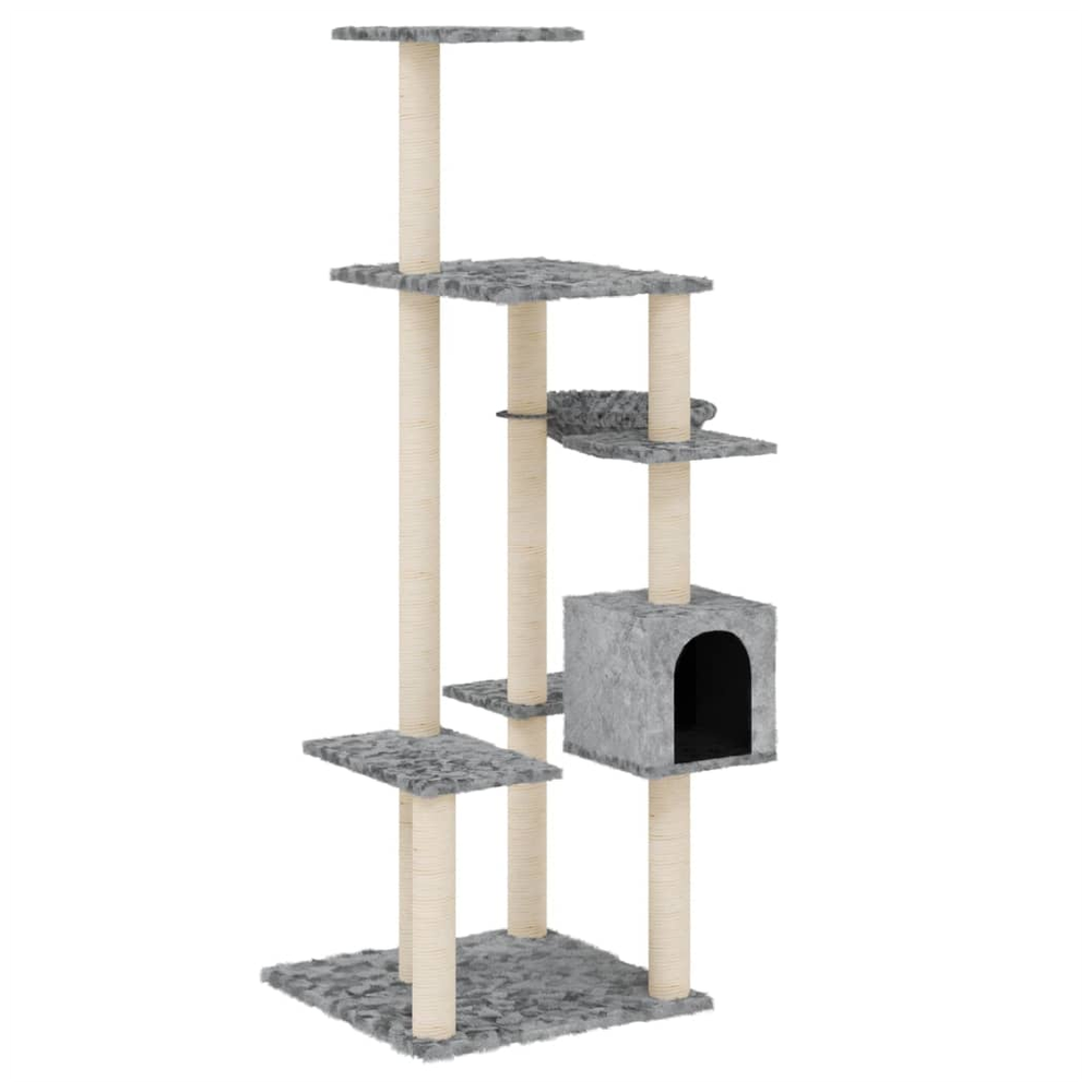 vidaXL Cat Tree with Sisal Scratching Posts Cream 142 cm V0671091759