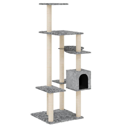 vidaXL Cat Tree with Sisal Scratching Posts Cream 142 cm V0671091759