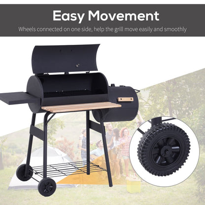 Portable Charcoal BBQ Grill Steel Offset Smoker Combo Backyard S067941714