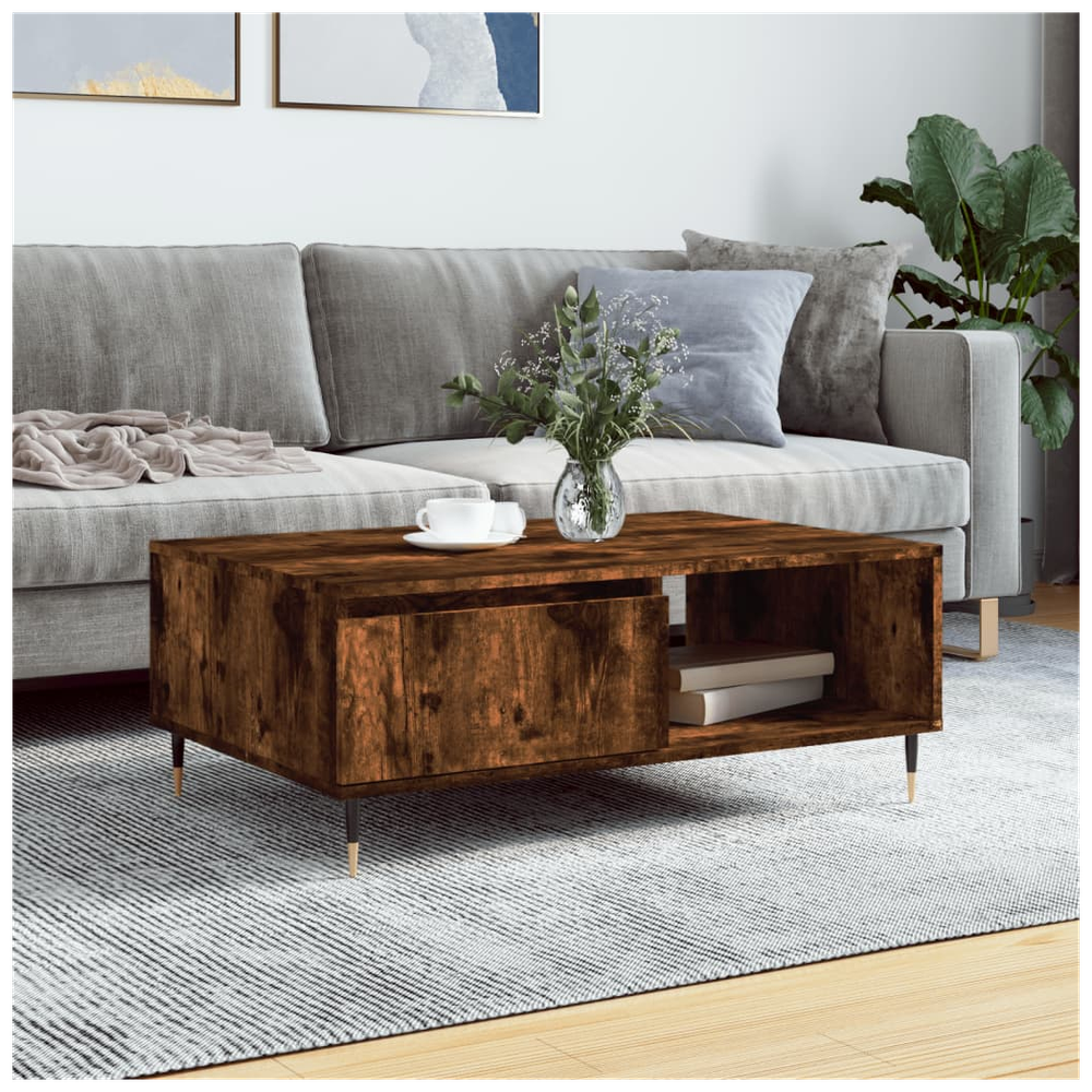 vidaXL Coffee Table Smoked Oak 90x60x35 cm Engineered Wood S0671257249