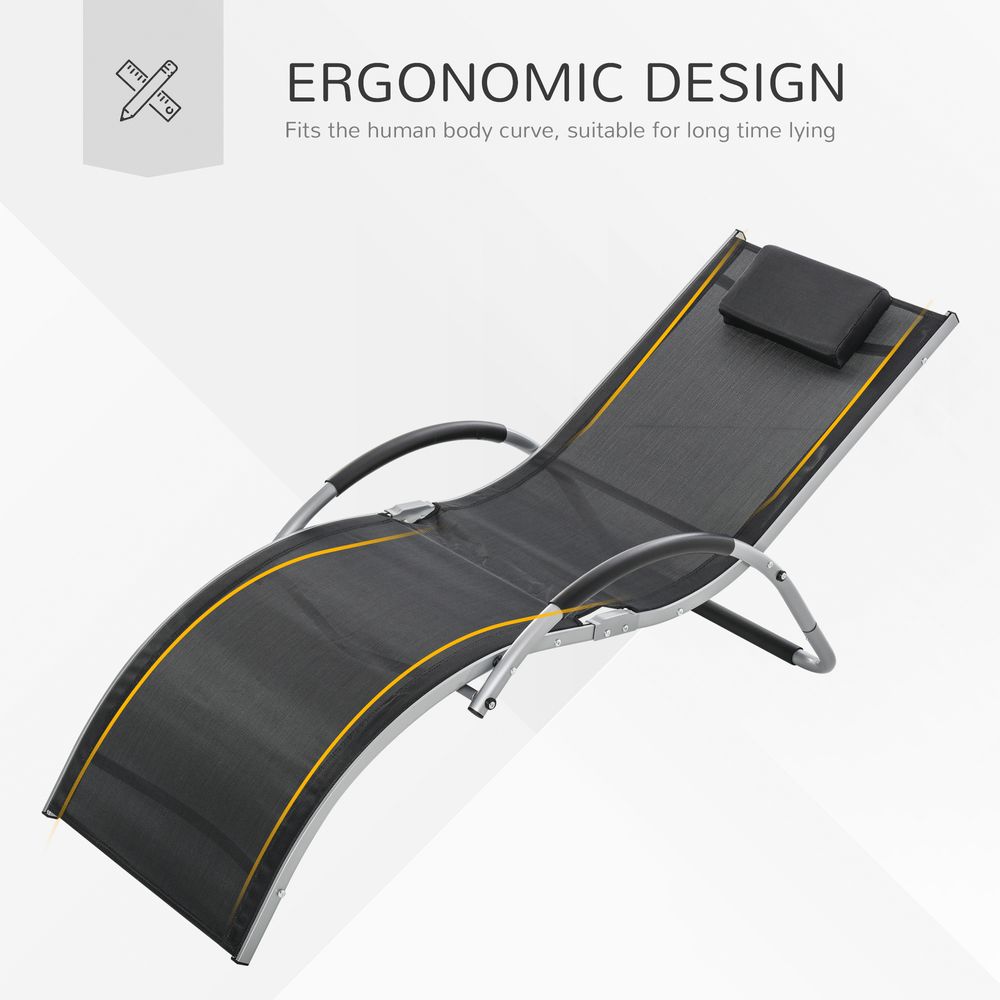 Ergonomic Lounger Chair Removable Headrest Aluminium Black S0671072175