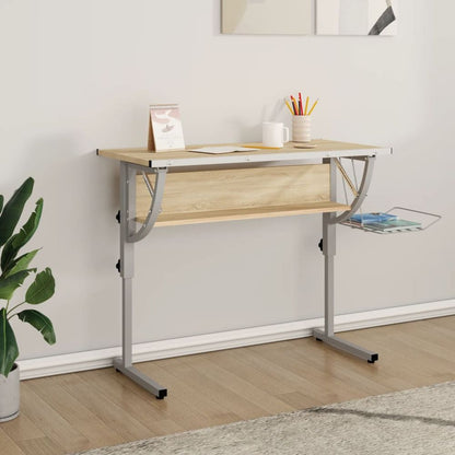 vidaXL Craft Desk White&Grey 110x53x(58-87) cm Engineered Wood&Steel V0671191938