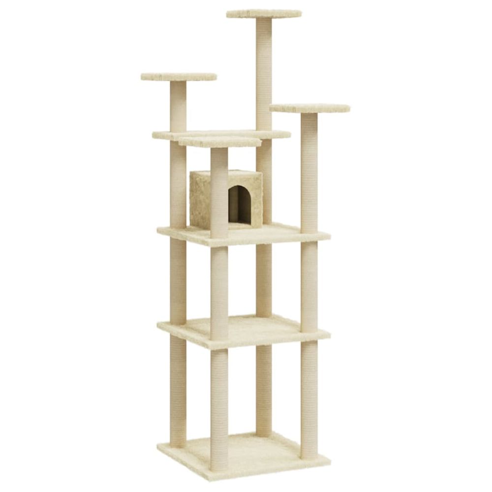 vidaXL Cat Tree with Sisal Scratching Posts Cream 171 cm V067940225