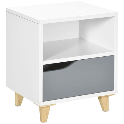 Nightstand, Bedside Table with Drawer and Shelf for Living Room, Bedroom S0671114632