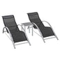 3 Pieces Lounge Chair Set Garden Sunbathing Chair w/ Table Black Outsunny S0671080294