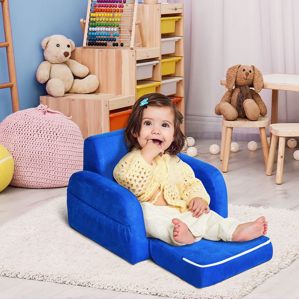 2 In 1 Kids Sofa Armchair Chair Fold Out Flip Open Baby Bed Couch Toddler Sofa S0671347125