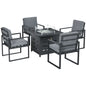 4 Seater Aluminium Garden Furniture Set with Gas Firepit Table, Grey S0671132965