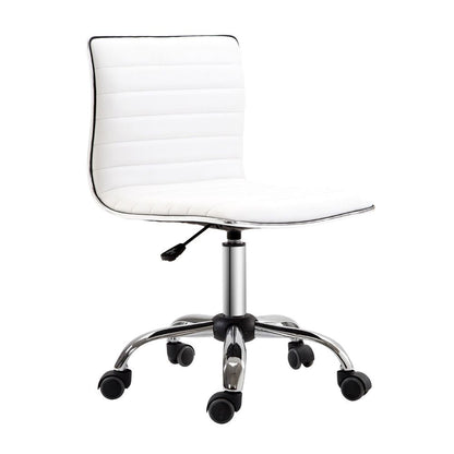 Armless Mid-Back Adjustable Office Chair 360 Swivel Ergonomic White HOMCOM S0671080460