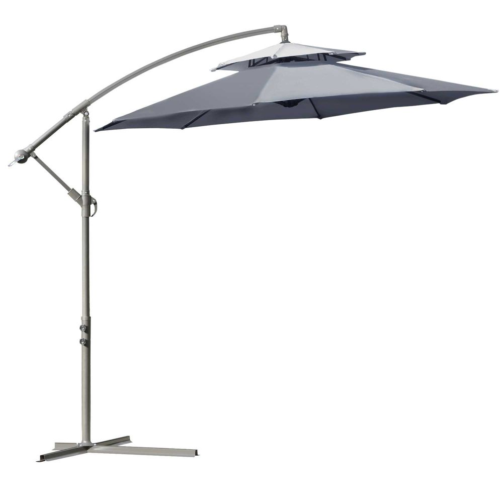 2.7m Garden Banana Parasol Cantilever Umbrella Handle, Dark Grey S0671072322