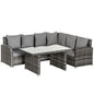 5-Seater Patio Dining Table Sets All Weather PE Rattan Sofa Cushions Grey S0671072406